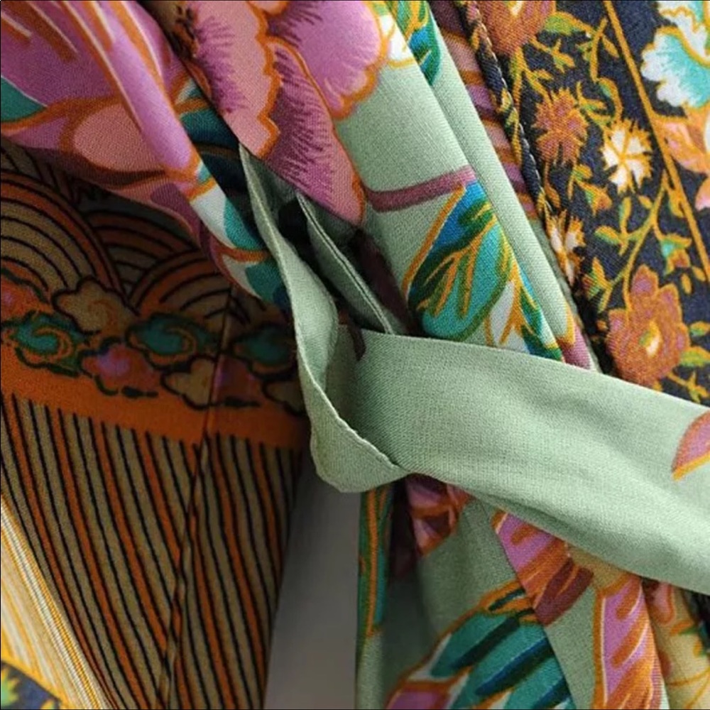 Gypsy Boho Hippie Floral Kimono Duster - Picture 12 of 13